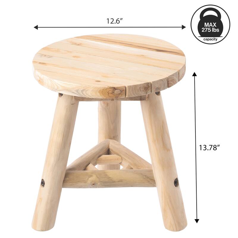 JONATHAN Y Triform Modern Minimalist Handcrafted Solid Teak Wood Accent Stool with Tri-Leg Base