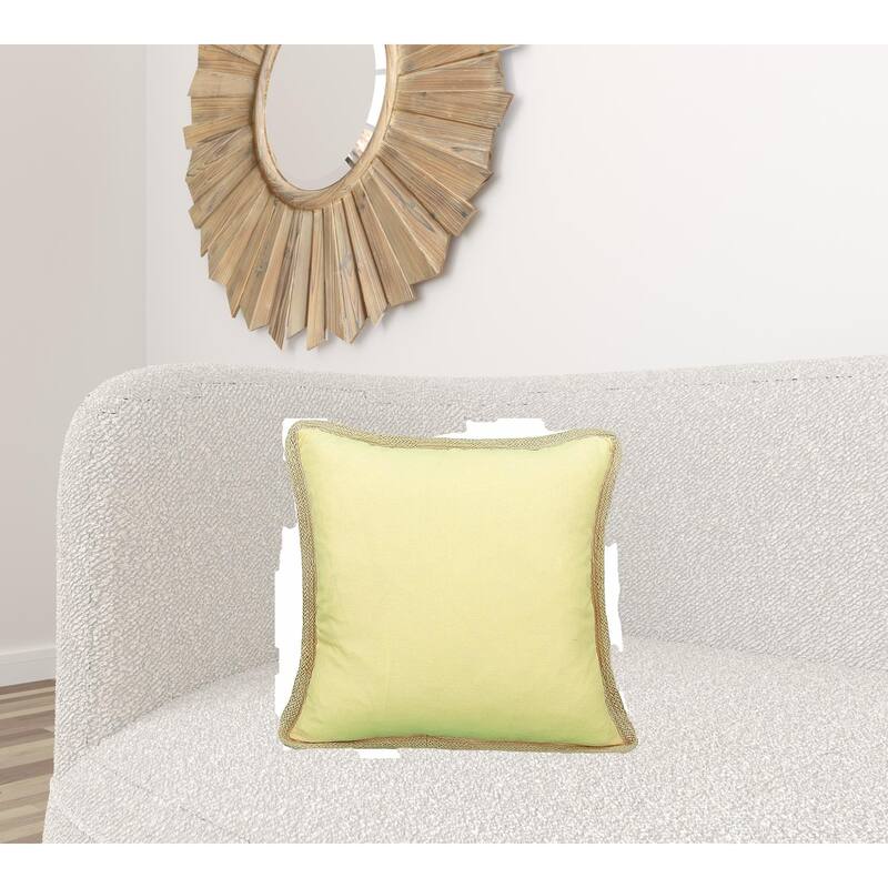20"x20" Yellow and Beige Linen Blend Zippered Pillow