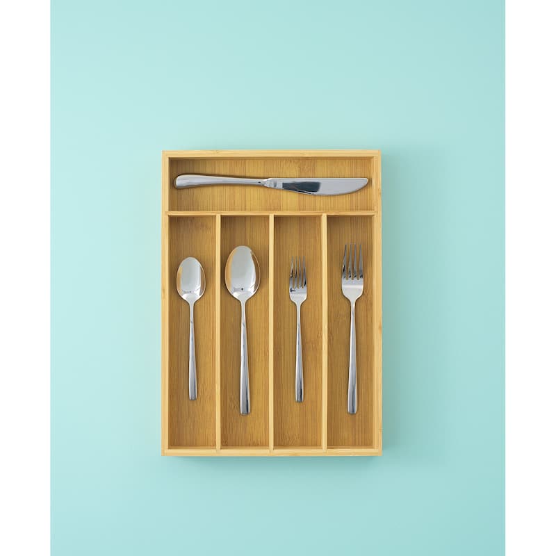 JoyJolt 5 Slot Bamboo Flatware Organizer