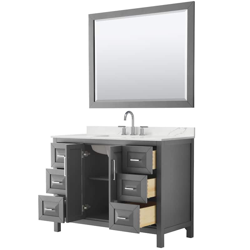 Daria 48-inch Single Vanity, 3 Hole Quartz Top, 46-inch Mirror