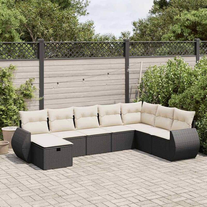 vidaXL Garden Sofa Set Black for frame, Cream white for cushions - 21.7 x 21.7 x 14.6 in