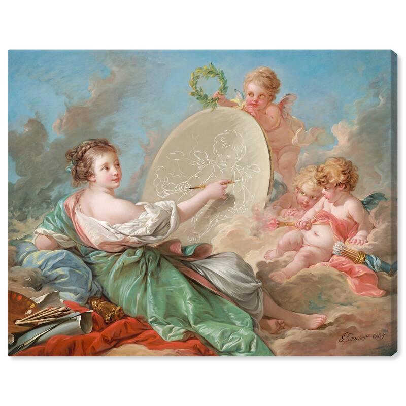 Wynwood Studio Canvas Classic Allegory of Painting by Francois Boucher Blue and Light Blue Traditional Wall Art Canvas Print