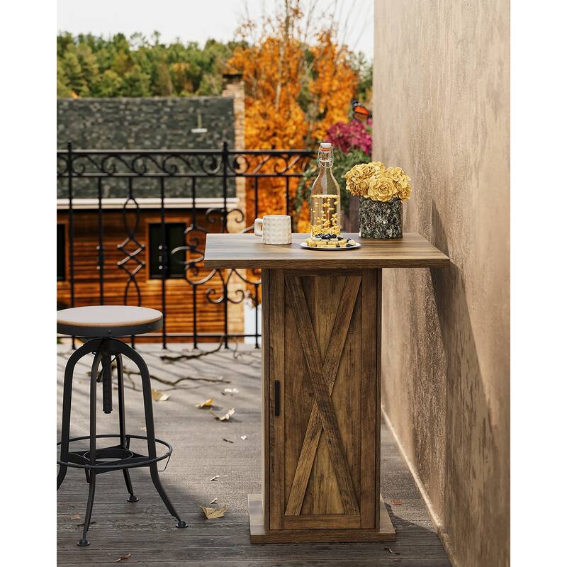 Brown 4-Tier High Bar Table, Vintage Square 39.37" High Pub Table