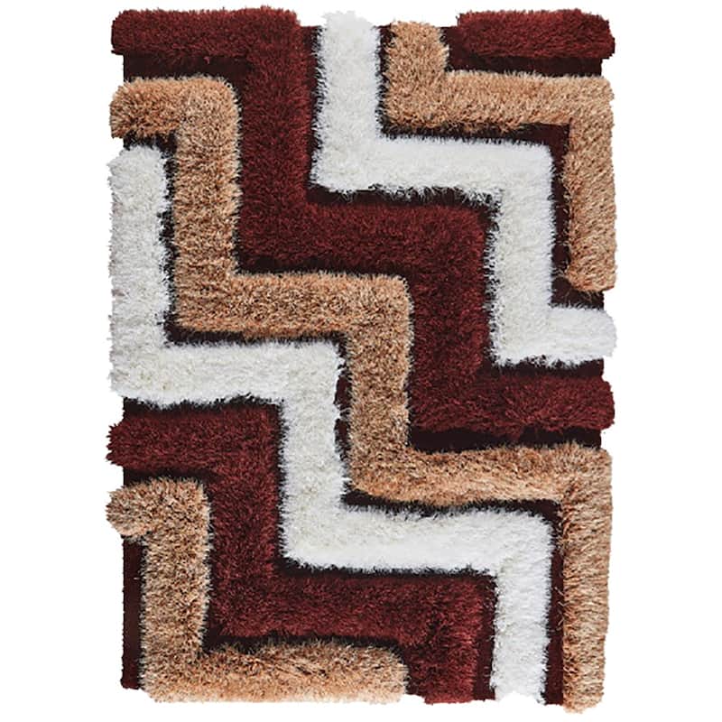 MDA Collection Geometric Area Rug - 5' X 7' - Red/Beige