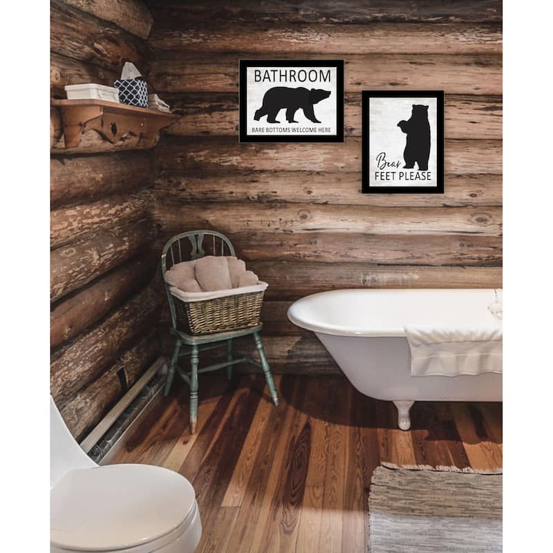 Trendy Decor 4U "Bear Feet/Bear Bottoms welcomed here!" Printed Framed Wall Art by Lettered & Lined