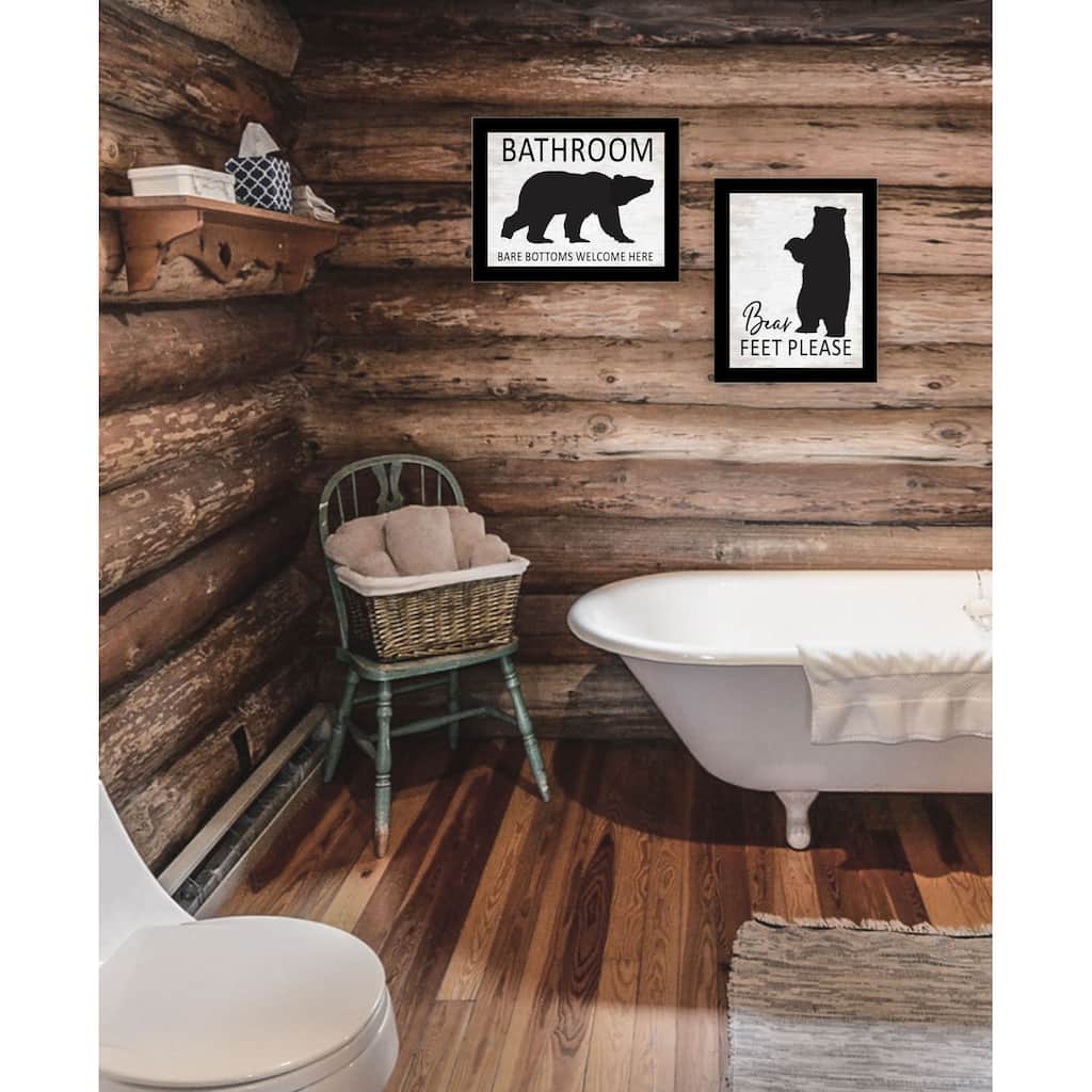 Trendy Decor 4U "Bear Feet/Bear Bottoms welcomed here!" Printed Framed Wall Art by Lettered & Lined