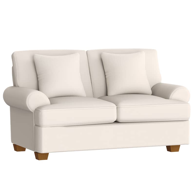 White Sofa Couch 2 Seater Fabric Loveseat for Living Room - White
