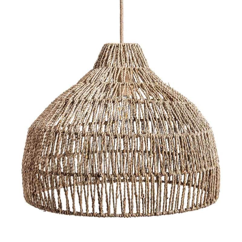 Dreamy Palm Fibers Pendant Light - Natural Dome 1-Light Handwoven Rattan Hanging Light For Modern, Boho, Farmhouse Room Decor