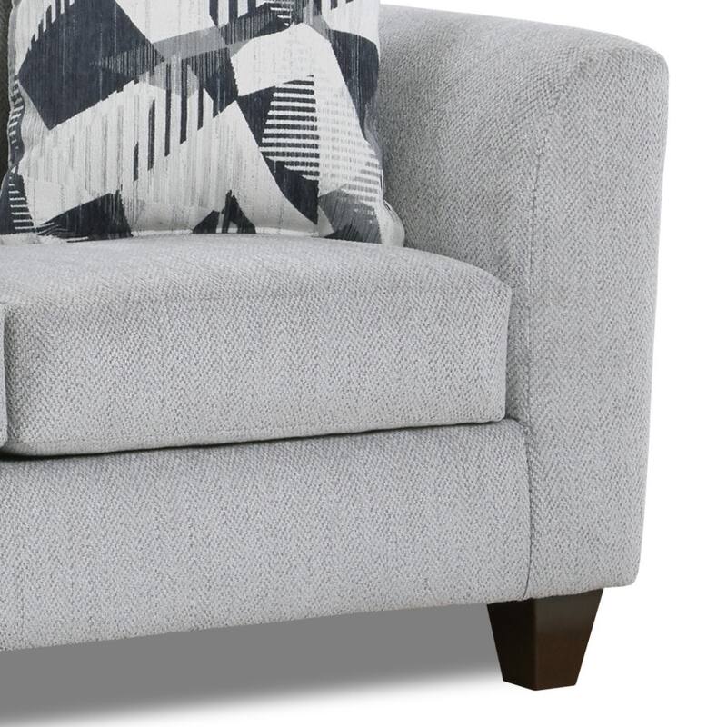 Roundhill Furniture Duleek 2-Piece Living Room Set, Sofa and Cocktail Ottoman, Herringbone Silver