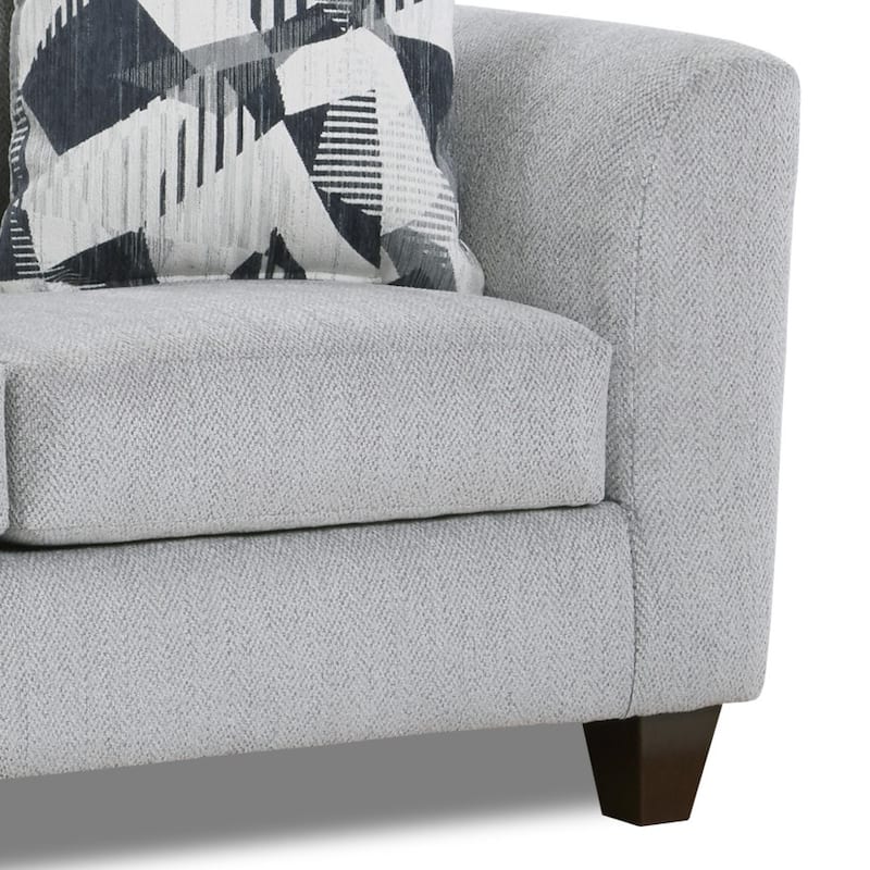 Roundhill Furniture Duleek 2-Piece Living Room Set, Sofa and Loveseat, Herringbone Silver