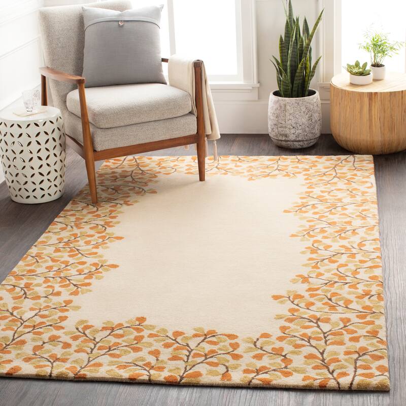 Rome Hand Tufted Floral Border Area Rug