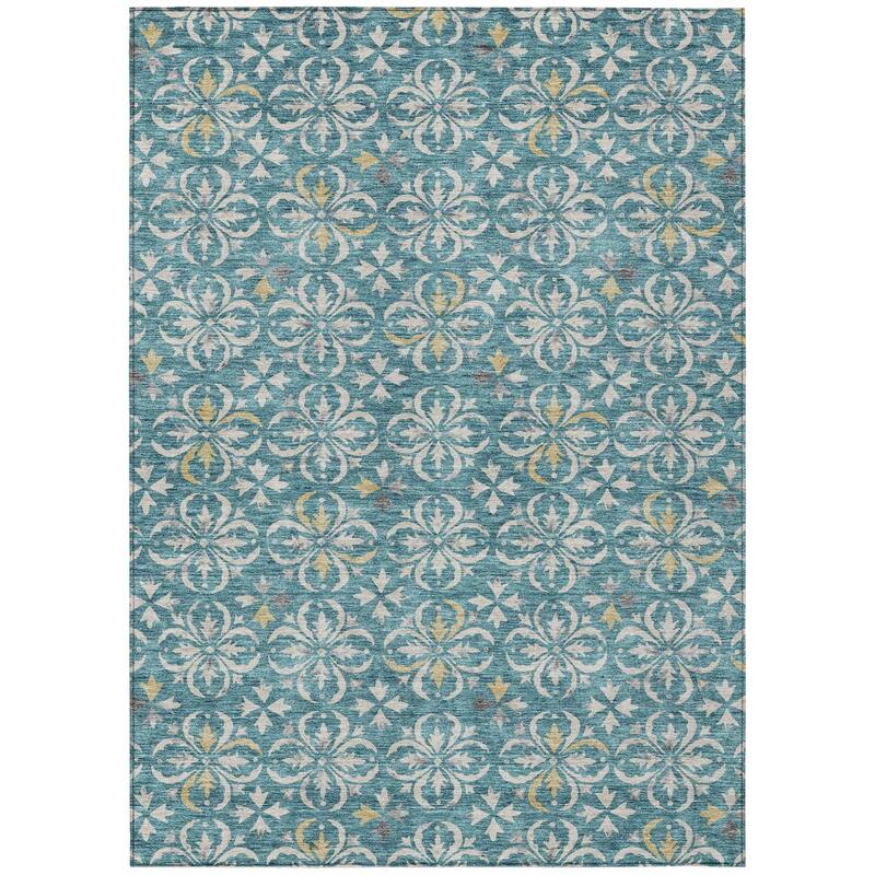 HomeRoots Floral Transitional Rectangle Outdoor Rug