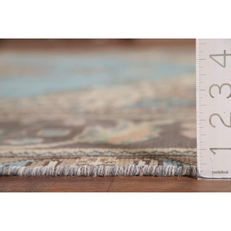Light Blue Tabriz Vintage Persian Area Rug Handmade Wool Carpet - 6'7" x 9'3"