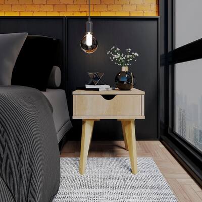 Mid Century Modern 1 Drawer Nightstand Available in Black, White and Natural Wood