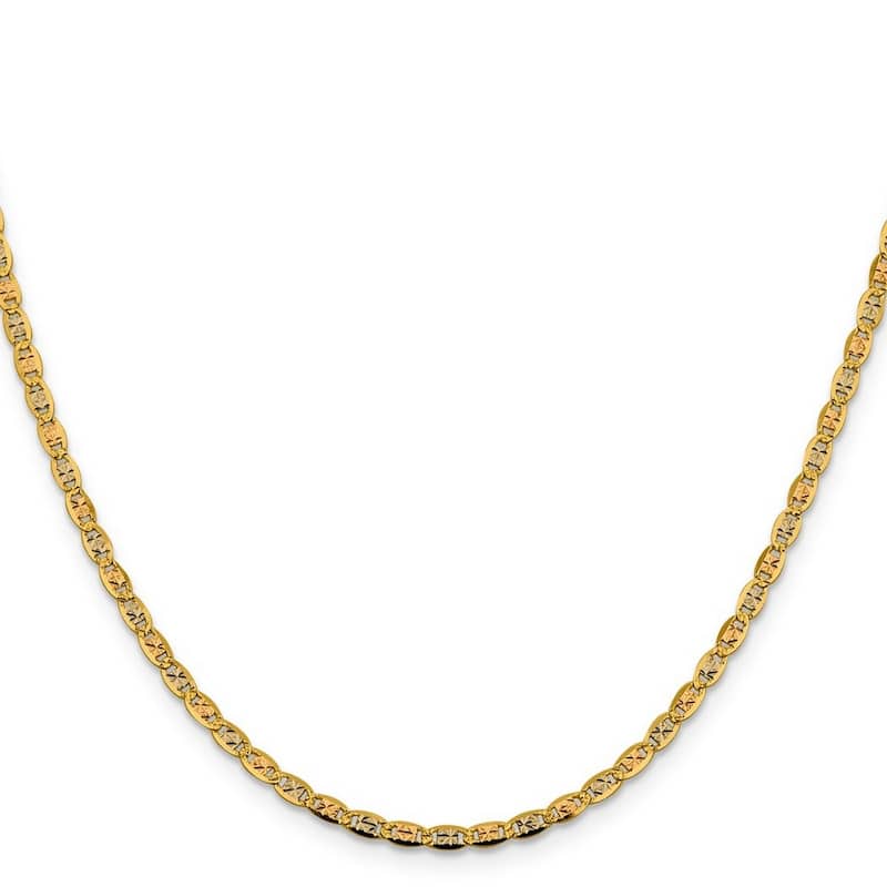 Curata 14k 2.75mm Tri color Gold Pave Chain Bracelet