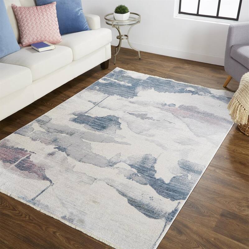 Abstract Watercolor Transitional Industrial Rug