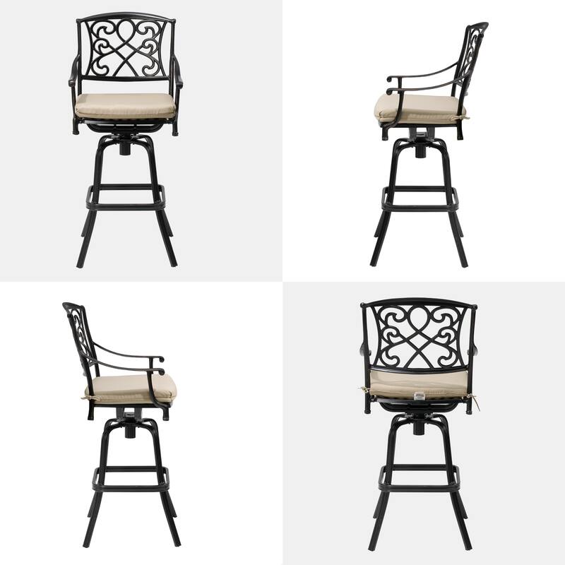 Outdoor Patio Aluminum Swivel Bar Stool with Sunbrella Cushion