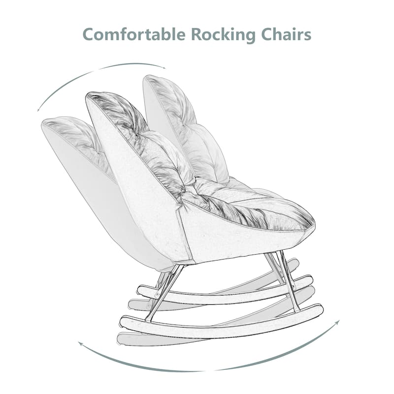 Tufted Upholstered Padded Seat Rocking Chair-Boucle