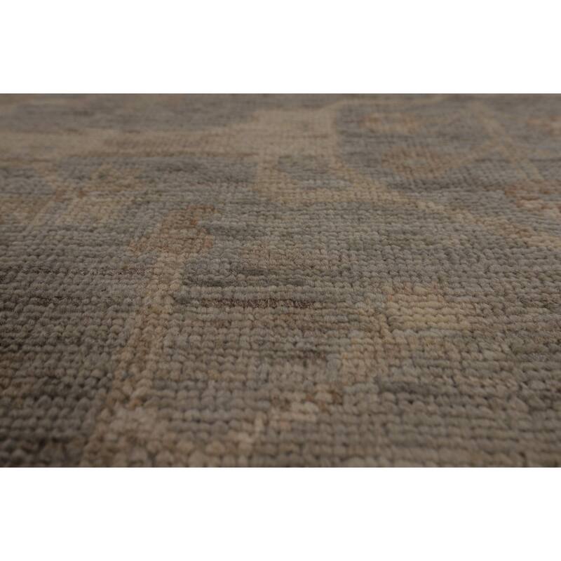 Transitional Oushak Turkish Area Rug Hand-Knotted Grey Wool Carpet - 9'1"x 11'8"