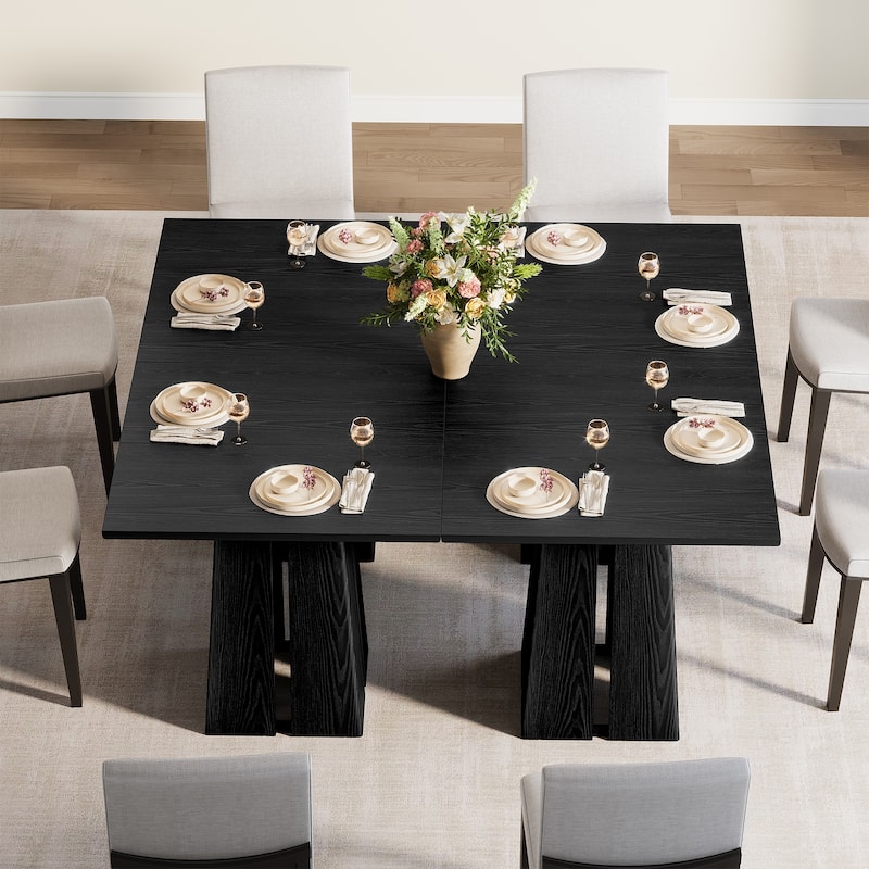 31.5" Rustic Wooden Square Dining Table with Pedestal Base - 31.5 Inch