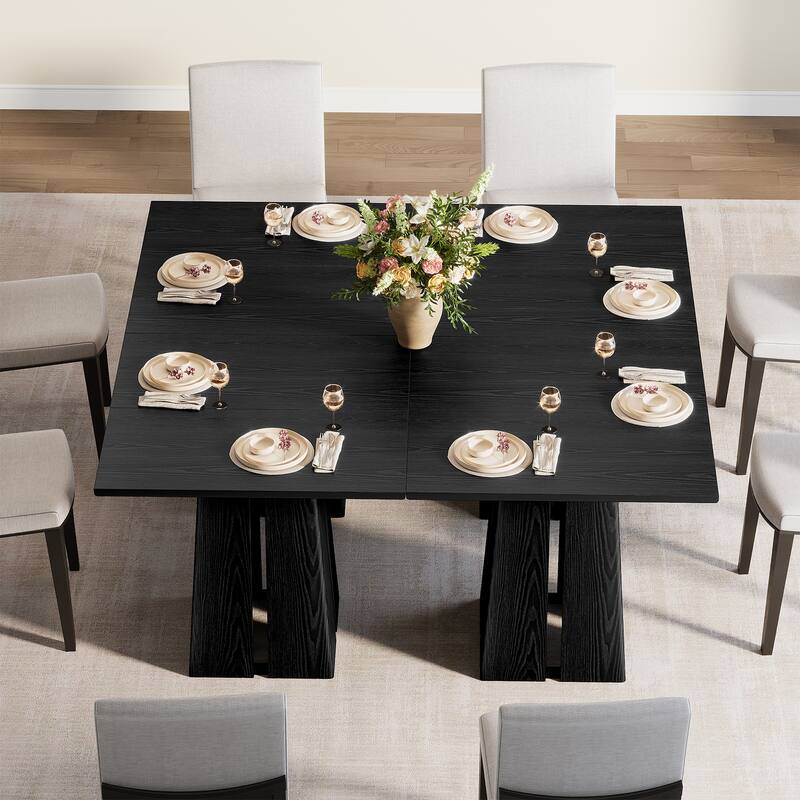 31.5'' Rustic Wooden Square Dining Table with Pedestal Base - 31.5 Inch