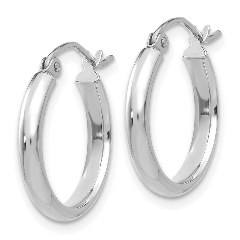 Curata 14k White Gold Polished Half Round 20x2.75mm Classic Hoop Earrings