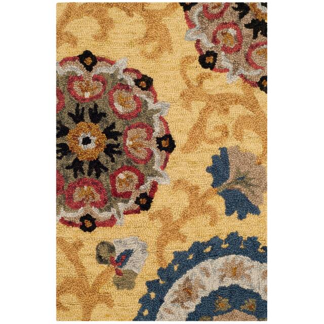 SAFAVIEH Handmade Blossom Nelia Modern Floral Wool Rug - 2' x 3' - Gold/Multi
