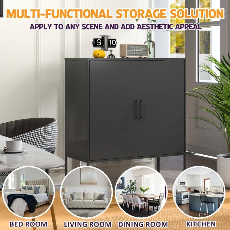 Modern Steel Storage Cabinet,Heavy Duty Buffet Sideboard with Adjustable Shelves