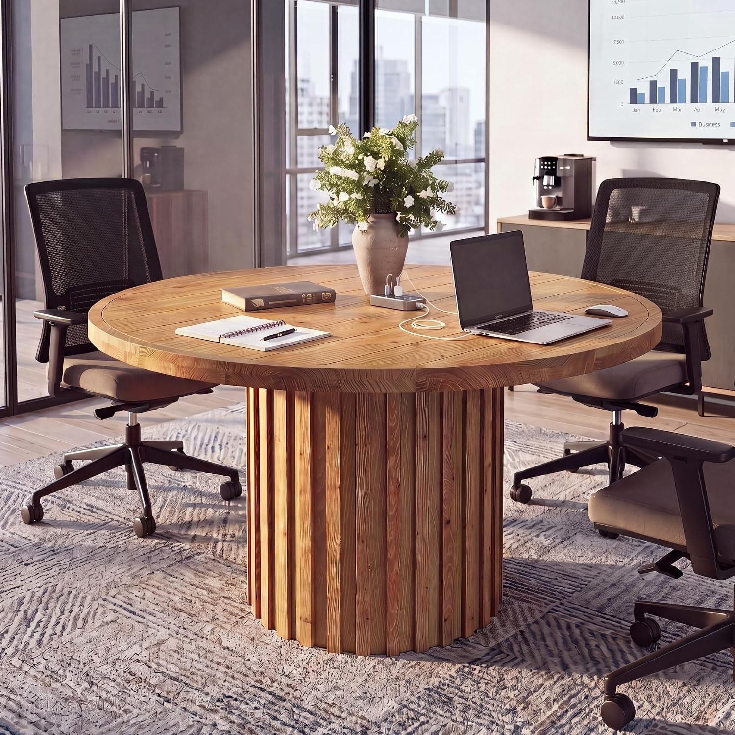 47-Inch Round Conference Table for Office, Conference Room, Living Room