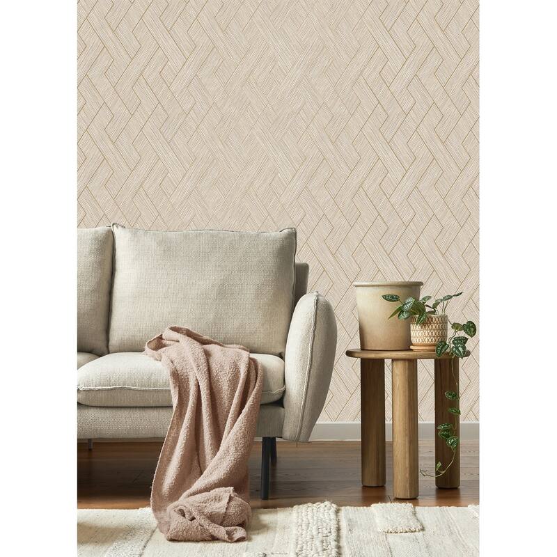Advantage Ember Taupe Geometric Basketweave Wallpaper