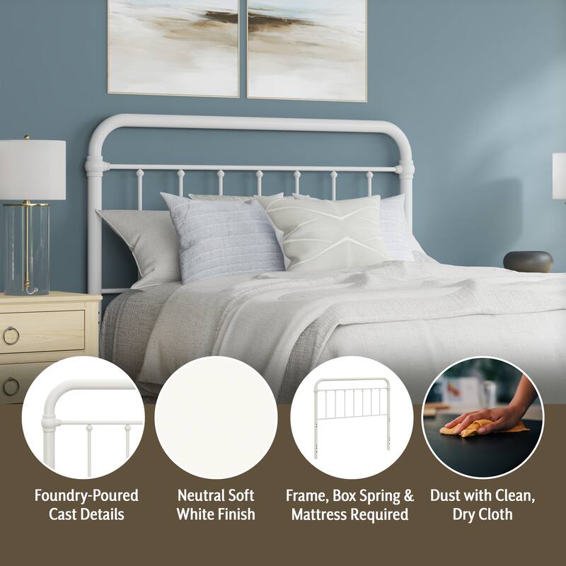 Hillsdale Kirkland Metal Headboard, White