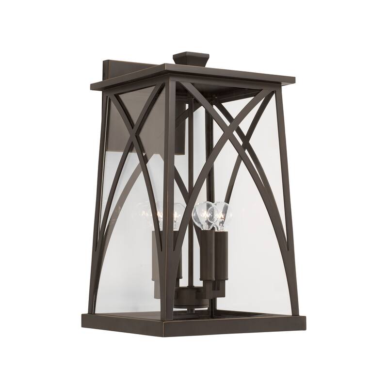 Marshall Outdoor 4-Light Large Wall Lantern w/ Clear Glass - Oiled Bronze