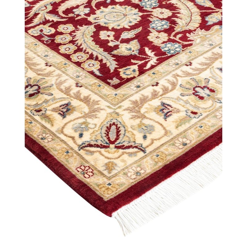 Overton Handknotted Wool Traditional Oriental Red Area Rug - 4' x 6'