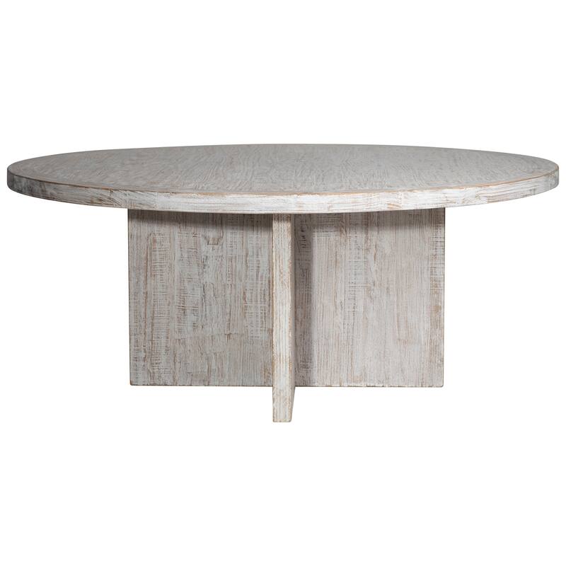 Landon Round Reclaimed Pine Natural Finish Dining Table with Cross Base