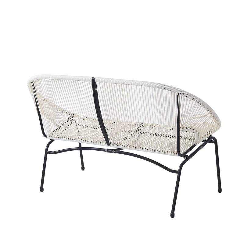 Roomfitters Condessa Outdoor Wicker Loveseat with Hammock Weave, Modern