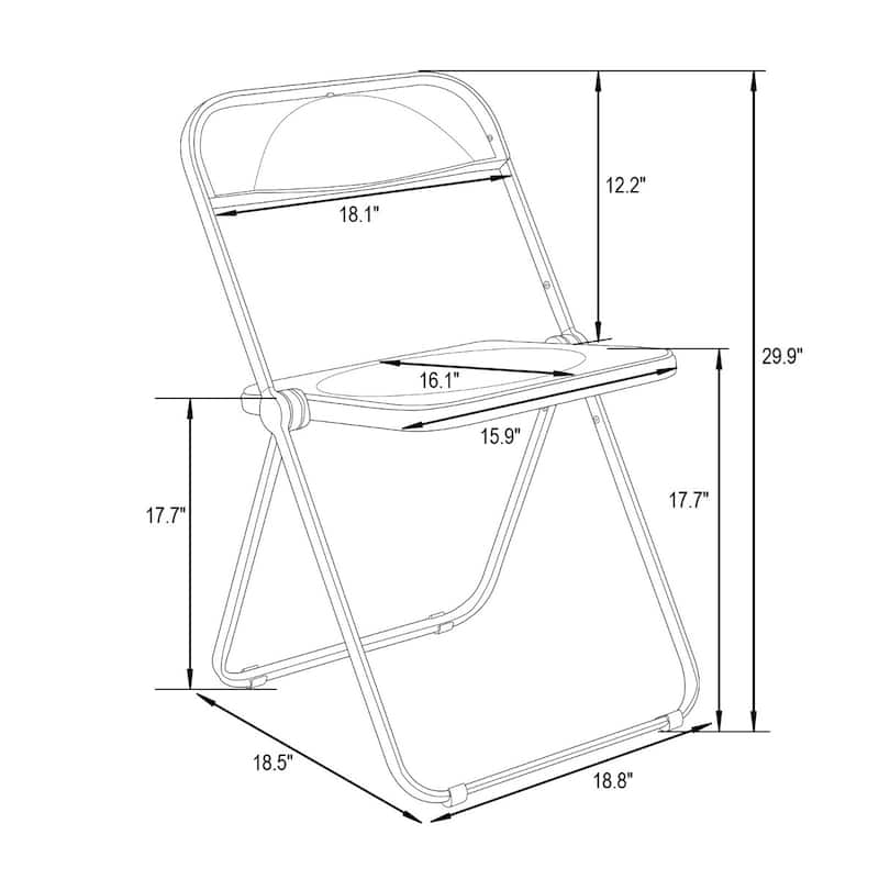 LeisureMod Lawrence Acrylic Folding Dining Chairs and Dining Table Set