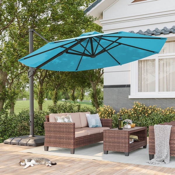 BONOSUKI 11-ft 360-degree Rotating Cantilever Patio Umbrella with