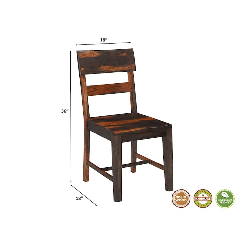 Jordan Brown Solid Wood Dining Chairs Set of 2, Ladder Back