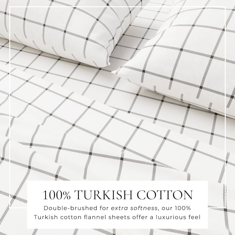 Linery & Co. Turkish Cotton Double-Brushed Printed Flannel Bed Sheet Set