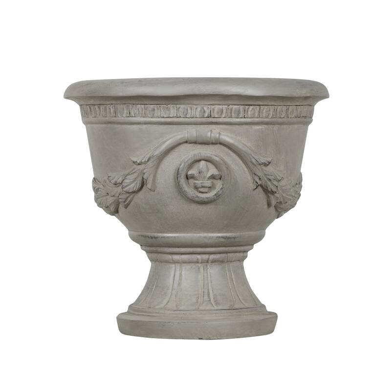 Christopher Knight Home - Classical 16.14"H Outdoor Pedestal Urn Planter with Heraldic Carved Design