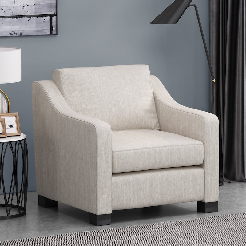 Roomfitters Modern Accent Chair, Upholstered Armchair with Sloping Arms for Living Room Seating, Cozy Club Chair