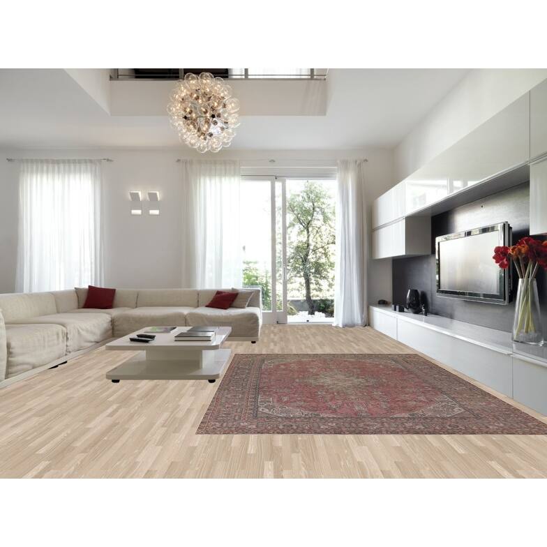 Hand Knotted Oriental 100% Wool Carpet Traditional Medallion Pink Tabriz Area Rug - 12' 9'' X 9' 2''