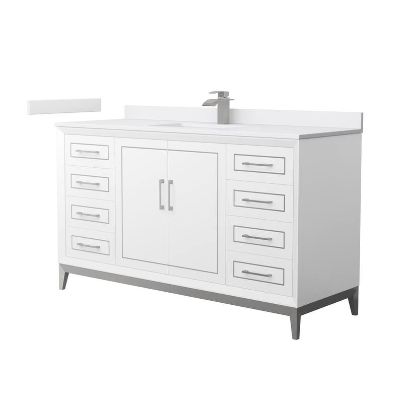 Wyndham Collection WCH515160S-VCA-UNSMXX Marlena 60" Free Standing - White / White Cultured Marble Top / Brushed Nickel - Painted