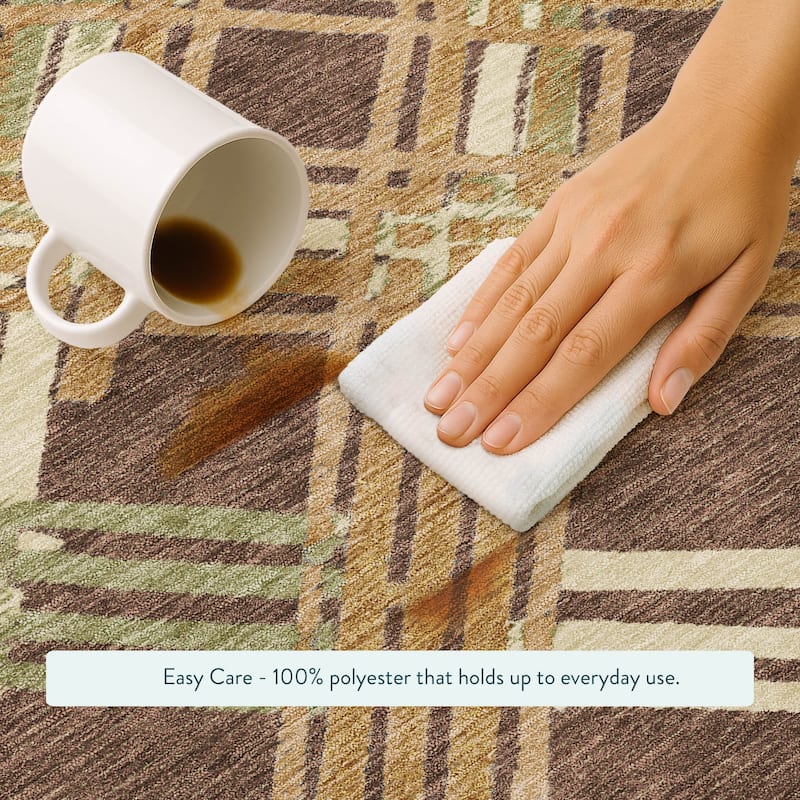 Machine Washable Indoor/ Outdoor Modern Trellis Chantille Rug