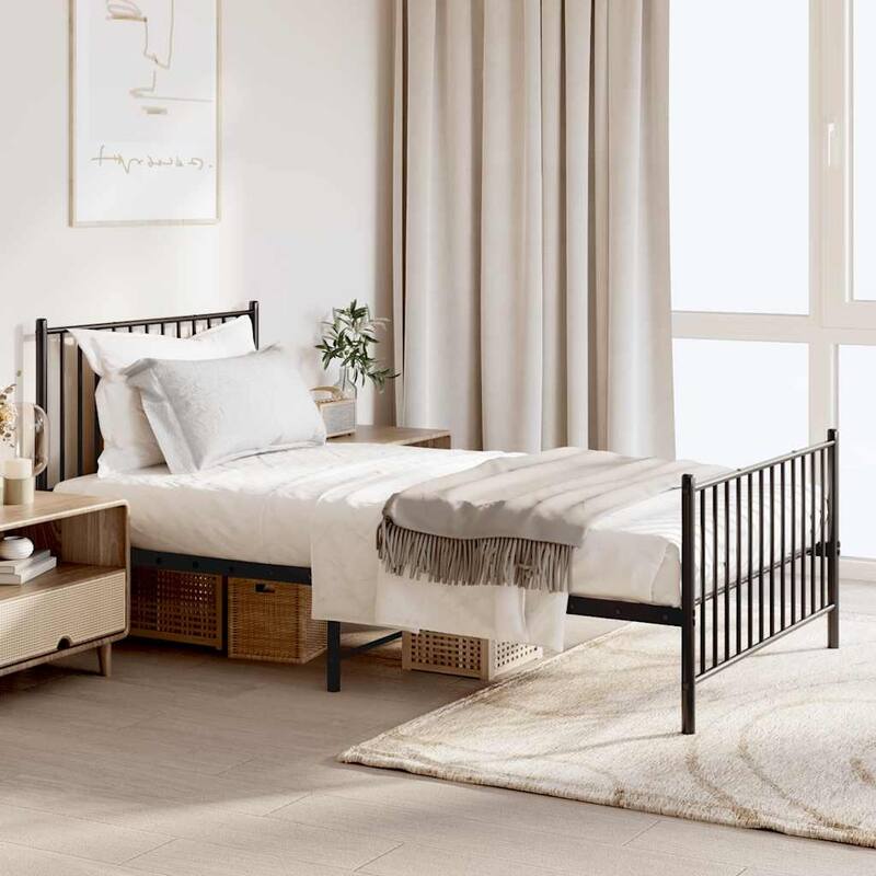 vidaXL Metal Bed Frame, No Mattress - Black1 77.2" x 41.1" x 35.6" - Twin
