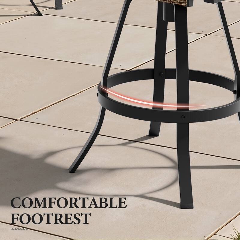 Outdoor Indoor Patio Aluminum Premium Sunbrella Fabric Swivel Barstools