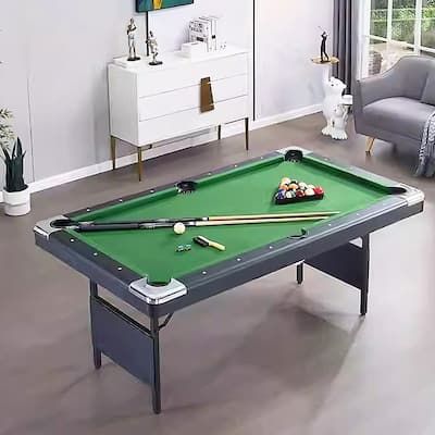 65.7"L Portable Pool Table, Billiard Table, Includes Balls, Cues - 5.6FT