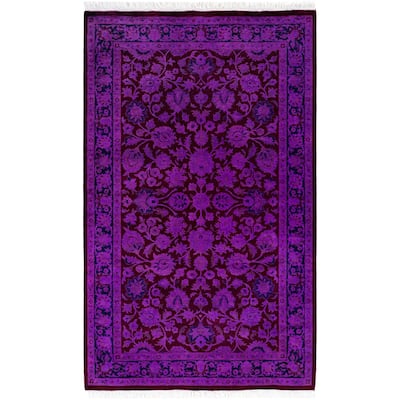 Overdyed One-of-a-Kind Hand-Knotted Area Rug - Purple - 3' 8" x 5' 3"