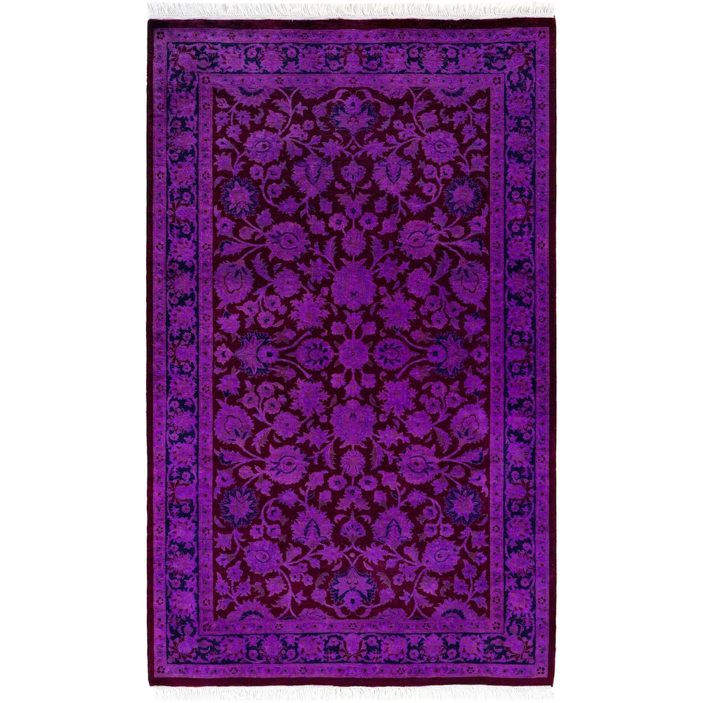 Overdyed One-of-a-Kind Hand-Knotted Area Rug - Purple - 3' 8" x 5' 3"