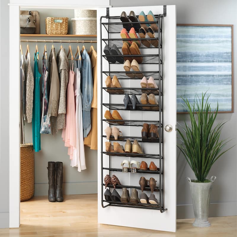 Whitmor 36 Pair Over-the-Door Shoe Rack - Grey